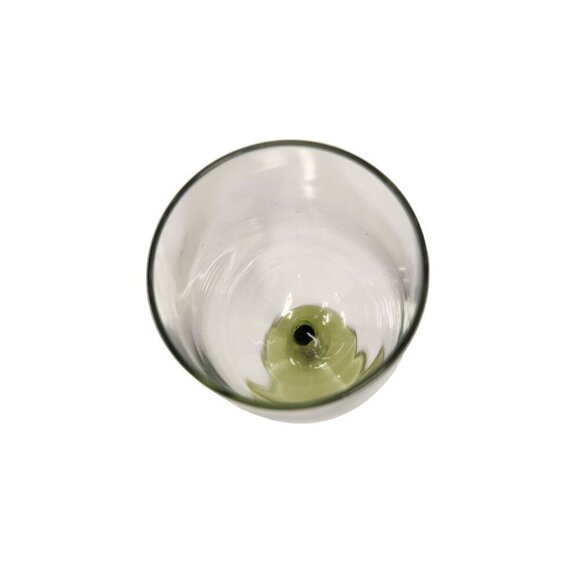 Pier 1 Clear Wine Glass With Green Stem & Base 9"x 3" - Picture 5 of 8